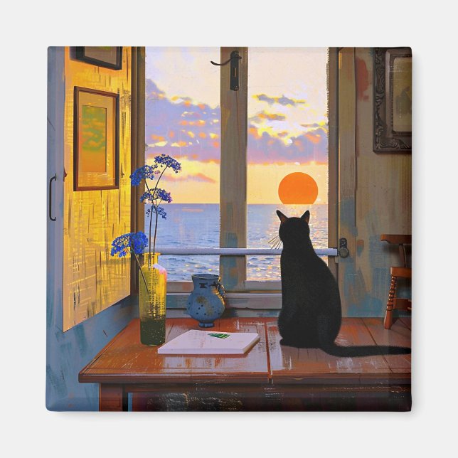 Cute och Colorful Cat Lover Magnet (Framsidan)