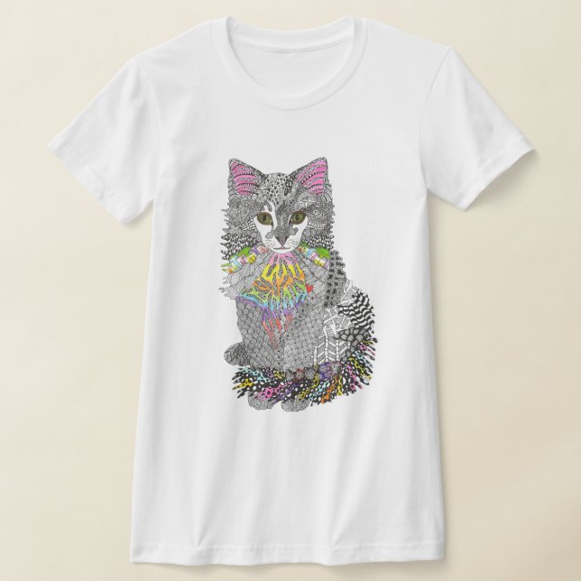 Cute och Colorful Cat T-shirt (Laydown)