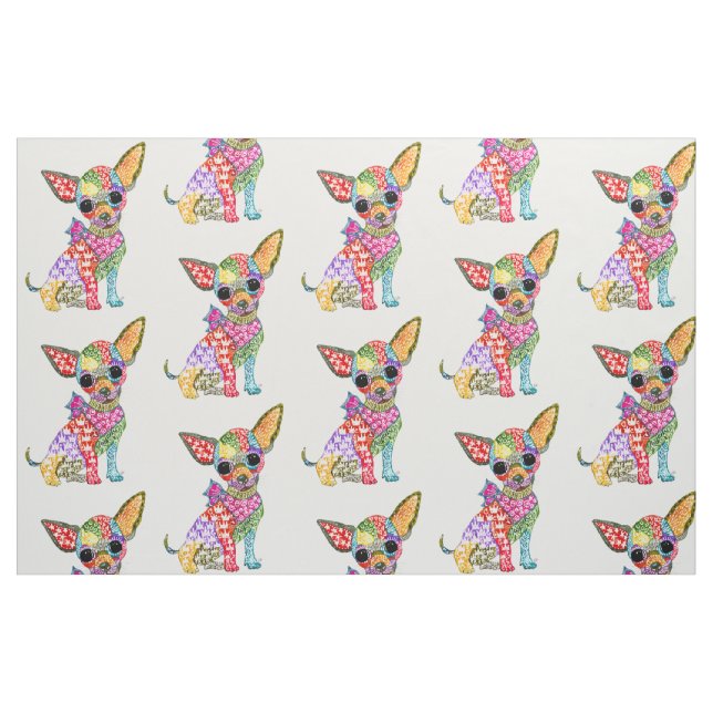 Cute och Colorful Chihuahua Fabric Tyg (Fat Quarter)