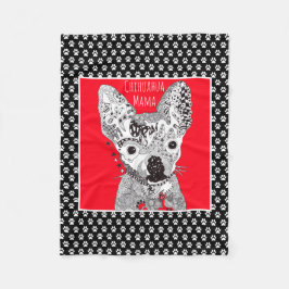 Cute och Colorful Chihuahua Fleece Blanket
