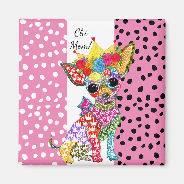 Cute och Colorful Chihuahua Magnet (Framsidan)