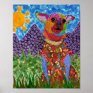 Cute och Colorful Chihuahua Poster 8"x10"
