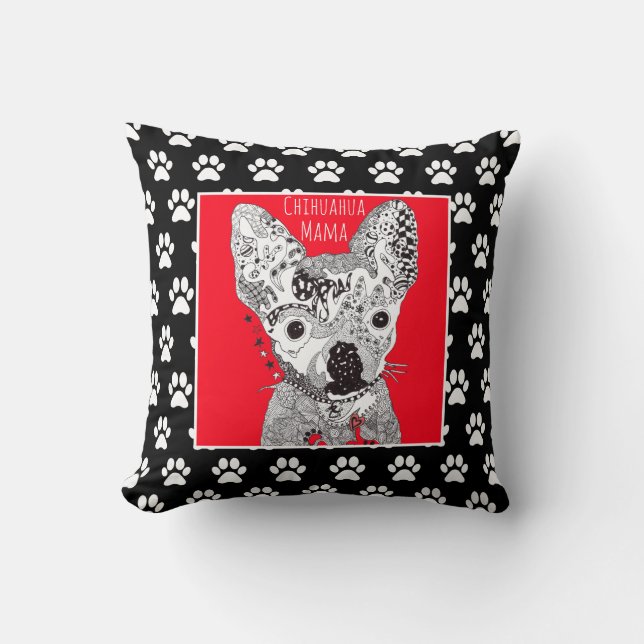Cute och Colorful Chihuahua Tass Dekorativ kudde (Framsida)