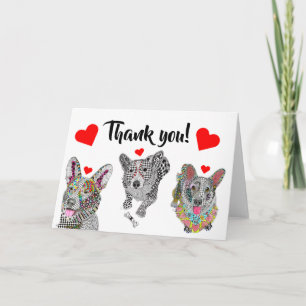 Cute och Colorful Corgi-kort för sortering Tack Kort