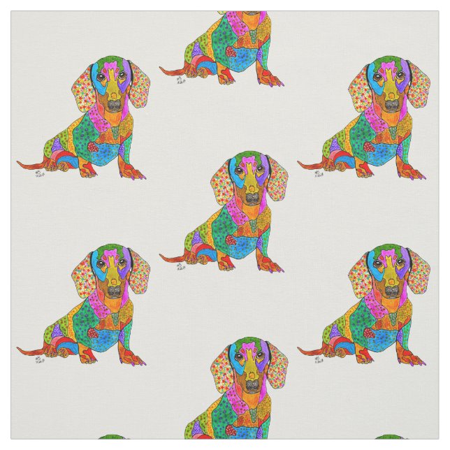 Cute och Colorful Dachshund Fabric Tyg (Provkarta)