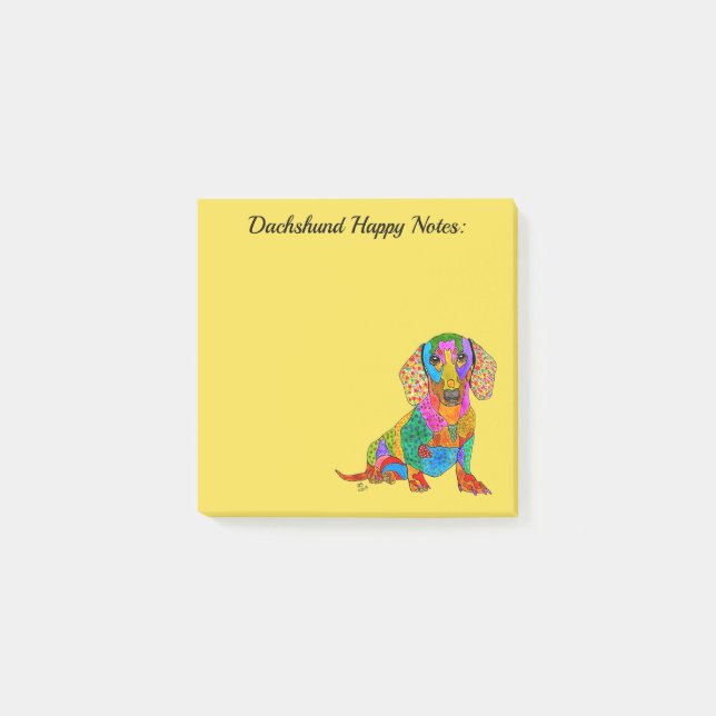 Cute och Colorful Dachshund Post-it Block (Framsida)