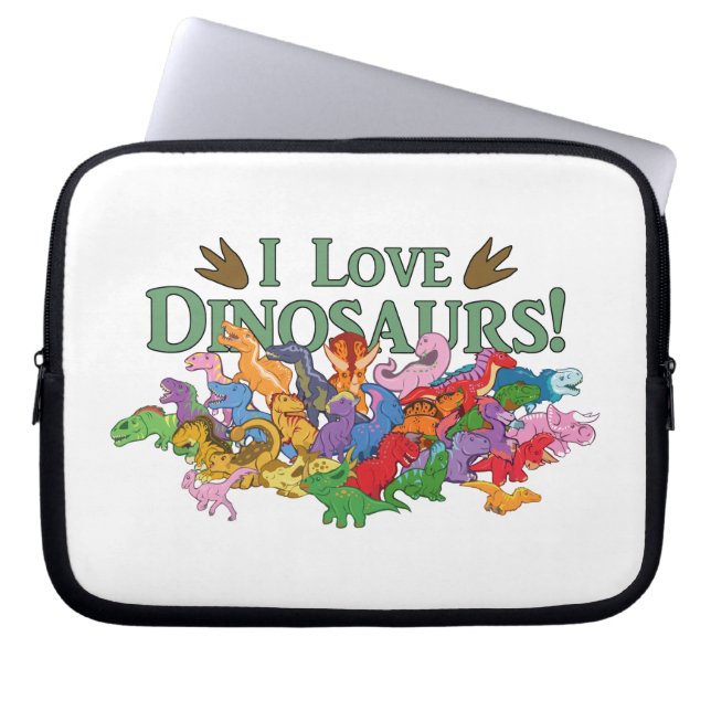 Cute och Colorful Dinosaurs Laptop Fodral (Framsidan)