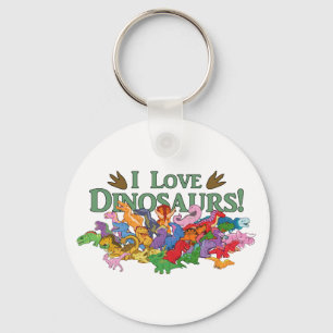 Cute och Colorful Dinosaurs Nyckelring