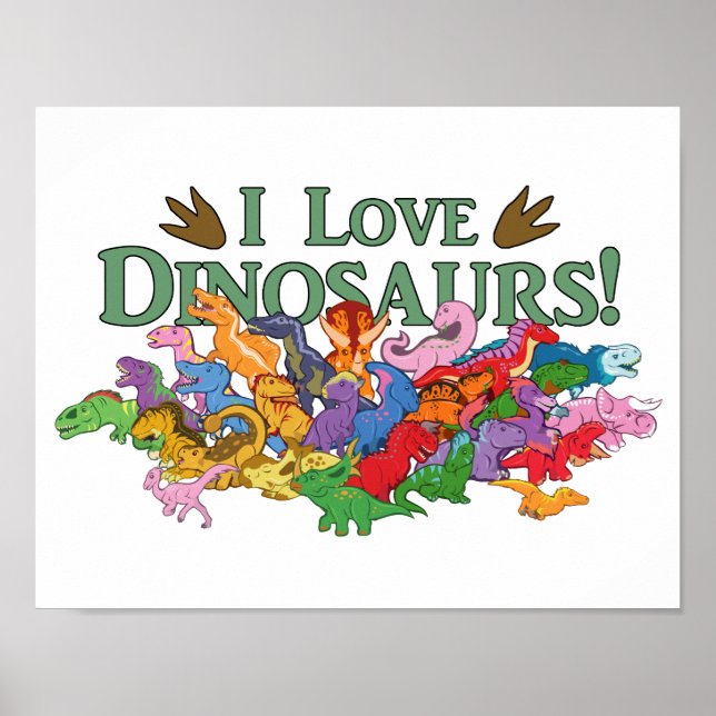Cute och Colorful Dinosaurs Poster (Framsidan)