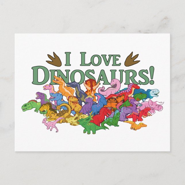 Cute och Colorful Dinosaurs Vykort (Framsida)