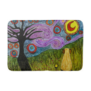 Cute och Colorful Doggy Starry Night Bath Mat Badrumsmatta