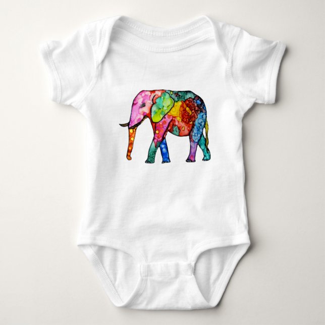 Cute och Colorful Elephant T Shirt (Framsida)
