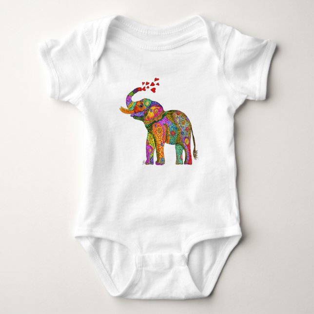 Cute och Colorful Elephant T-shirt (Framsida)