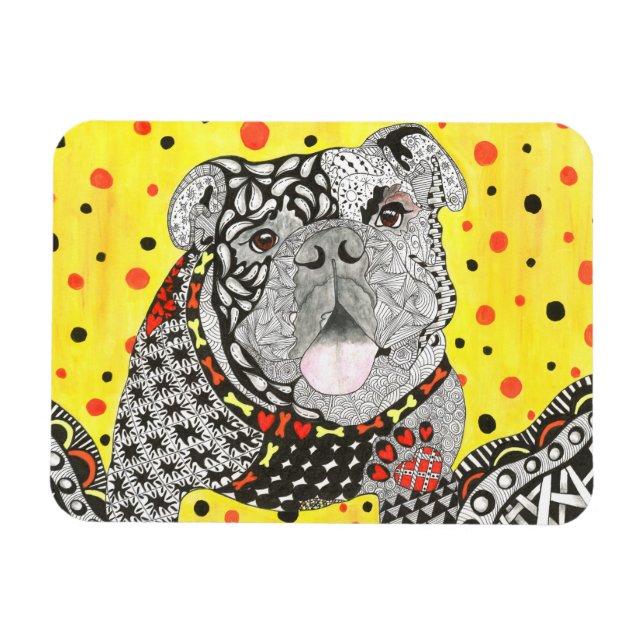 Cute och Colorful English Bulldog Magnet 3"x4" (Horisontell)