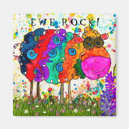 Cute och Colorful Ewe Sten får Magnet