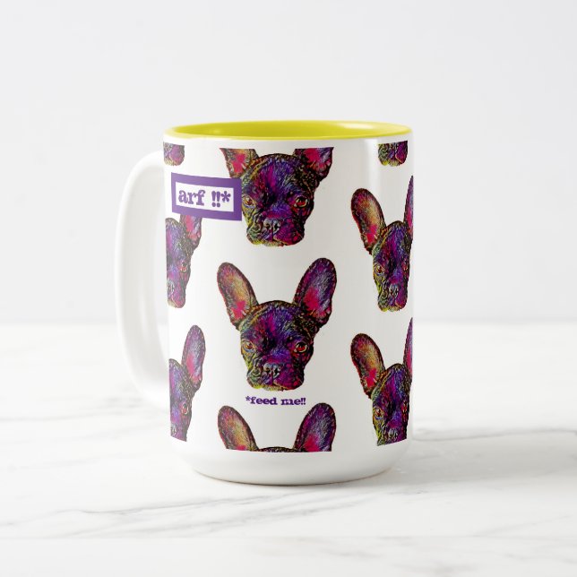 Cute och Colorful Frenchie Coffee Mugg (Framsida vänster)