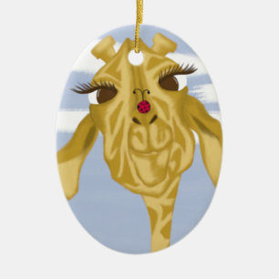Cute och Colorful Giraffe Julgransprydnad Keramik