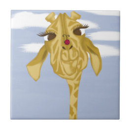 Cute och Colorful Giraffe Kakelplatta