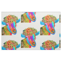 Cute och Colorful Goat Fabric Tyg