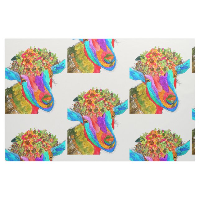 Cute och Colorful Goat Fabric Tyg (Fat Quarter)