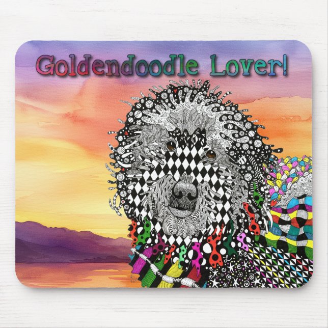 Cute och Colorful Goldendoodle Mousepad Musmatta (Framsidan)