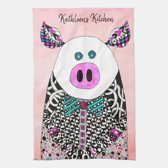 Cute och Colorful Gris Kitchen Towel Kökshandduk (Vertikal)