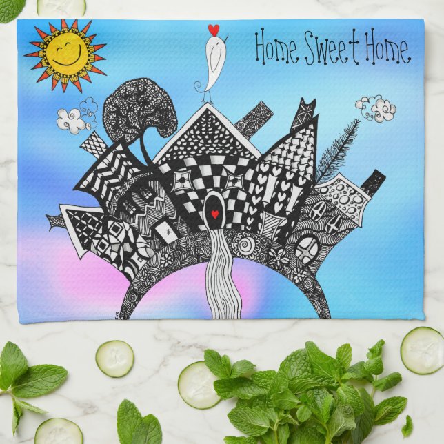 Cute och Colorful Home Sweet Home Kitchen Towel Kökshandduk (Vikta)