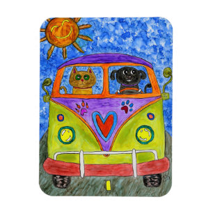 Cute och Colorful Hund och Cat Magnet 3" x4"