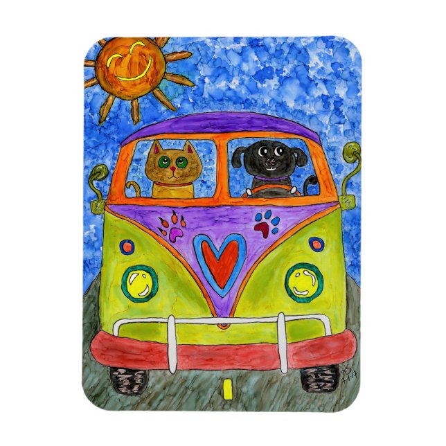 Cute och Colorful Hund och Cat Magnet 3" x4" (Vertikal)