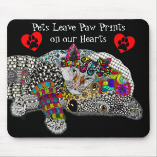 Cute och Colorful Hund och Cat Mousepad Musmatta