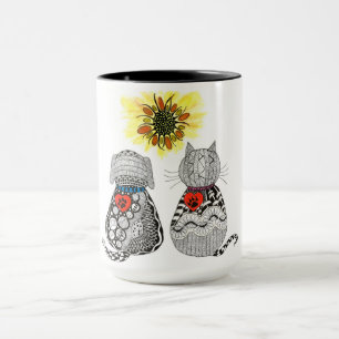 Cute och Colorful Hund och Cat Mugg