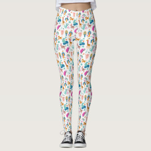 Cute och Colorful Jungle Animals Mönster Leggings