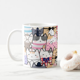 Cute och Colorful Kawaii Cat Mönster Kaffemugg