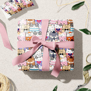 Cute och Colorful Kawaii Cat Mönster Presentpapper