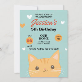 Cute och Colorful Kitten Födelsedagsfest Inbjudningar