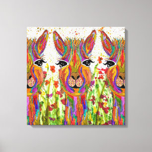 Cute och Colorful Llama Canvas - 20 x 20 tum
