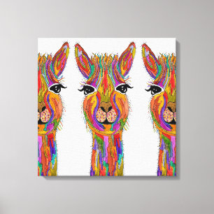 Cute och Colorful Llama Canvas - 20 x 20 tum