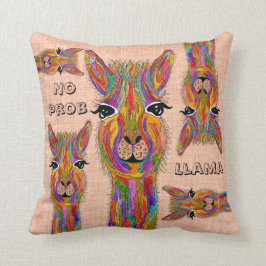 Cute och Colorful Llama Dekorativ kudde