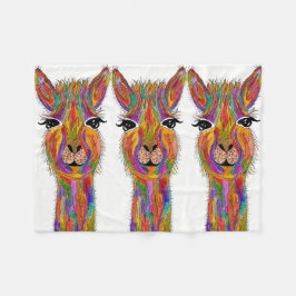 Cute och Colorful Llama Fleece Blanket