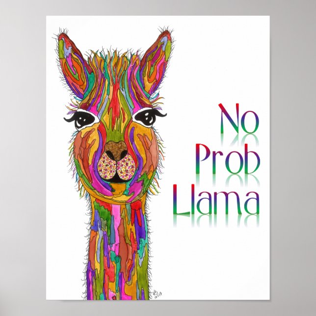 Cute och Colorful Llama Poster 11 x 14 tum (Framsidan)