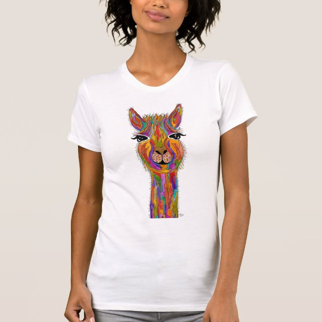 Cute och Colorful Llama T-Shirt (Framsida)