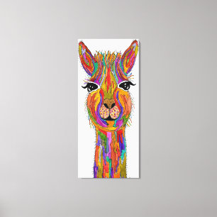 Cute och Colorful Llama Wrapped Canvas