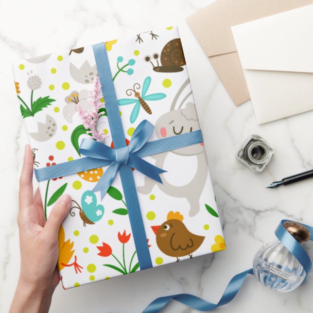 Cute och Colorful Påsk Symbols Seamless Mönster Presentpapper (Gifting)