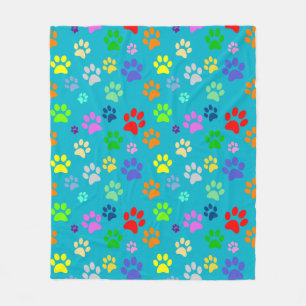 Cute och Colorful Pet Tass avtryck Mönster Fleecefilt