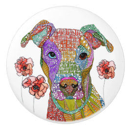 Cute och Colorful Pitbull Door Knob Knopp