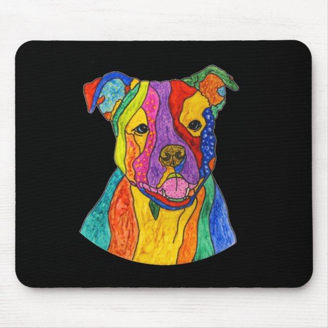 Cute och Colorful Pitbull Terrier Mouse Pad Musmatta (Framsidan)