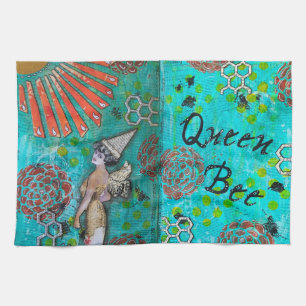Cute och Colorful Queen Bee Kitchen Towel Kökshandduk