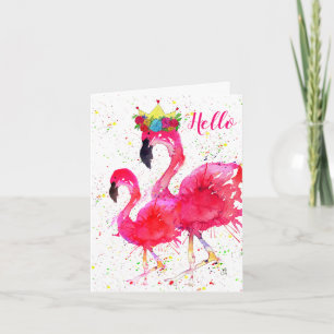 Cute och Colorful Rosa Flamingo Greeting Card Kort