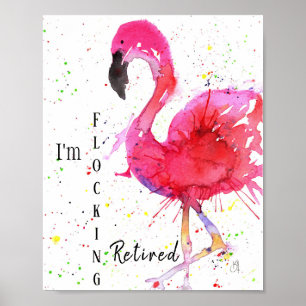 Cute och Colorful Rosa Flamingo Poster 8 x 10 tum