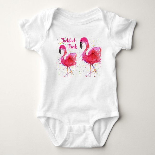 Cute och Colorful Rosa Flamingo T Shirt (Framsida)